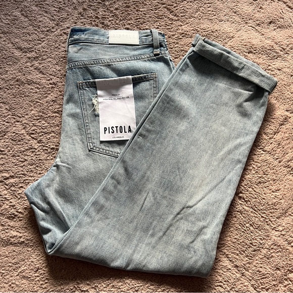 NWT Pistola Presley High Rise Relaxed Roller Distressed Jeans Women's Size‎ 32